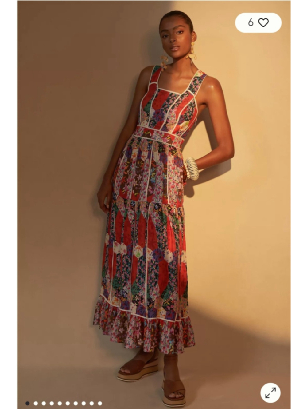 Women's Anthropologie Square Neck Maxi   Dress Size 6 Patchwork Floral